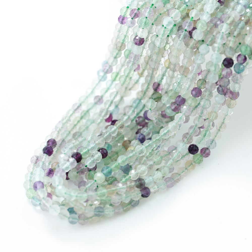 Fluorescerende Kvarts，Diamantslebet Rund, 4mm/38cm，Hel Streng