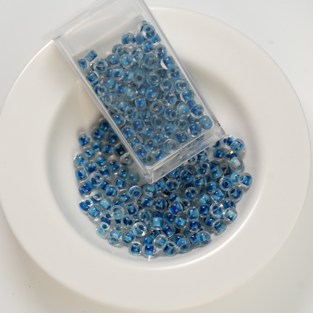 GB Seed beads, Glaseffekt Blue，ca. 3.6mm, 6/0, ca. 10G, 1 æske