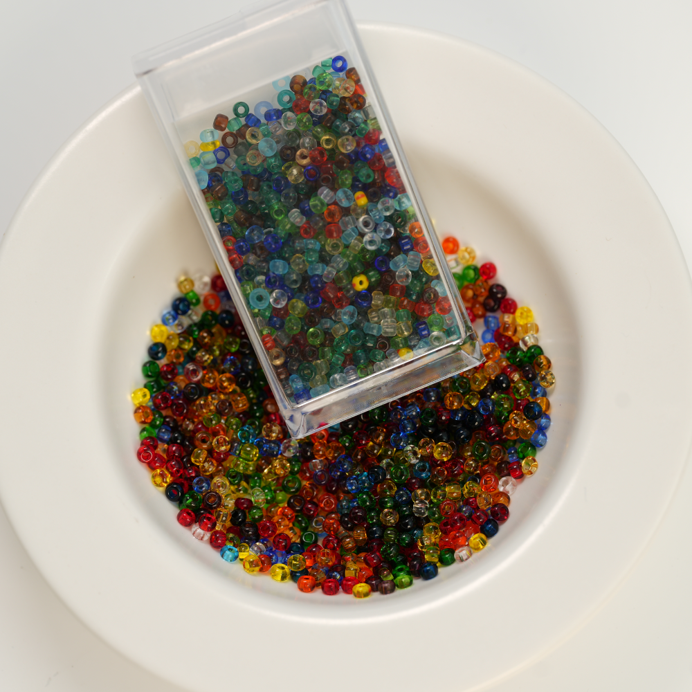 GB Seed beads, Glaseffekt Mix 1，ca. 3 mm, 8/0, ca. 10G, 1 æske