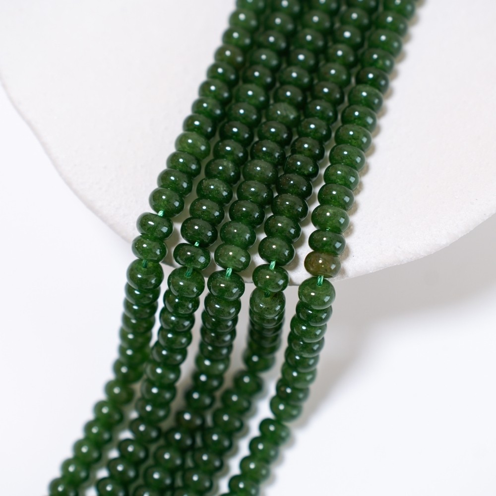 Grøn Chalcedony,Glatte Rondeller/4.8*8.3mm/37cm,Hel Streng