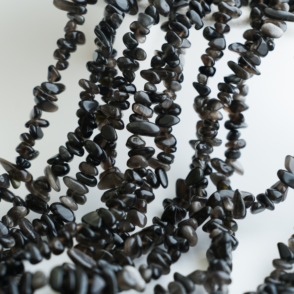 Guldobsidian，Chips Perler,3-8mm/78cm，Hel Streng