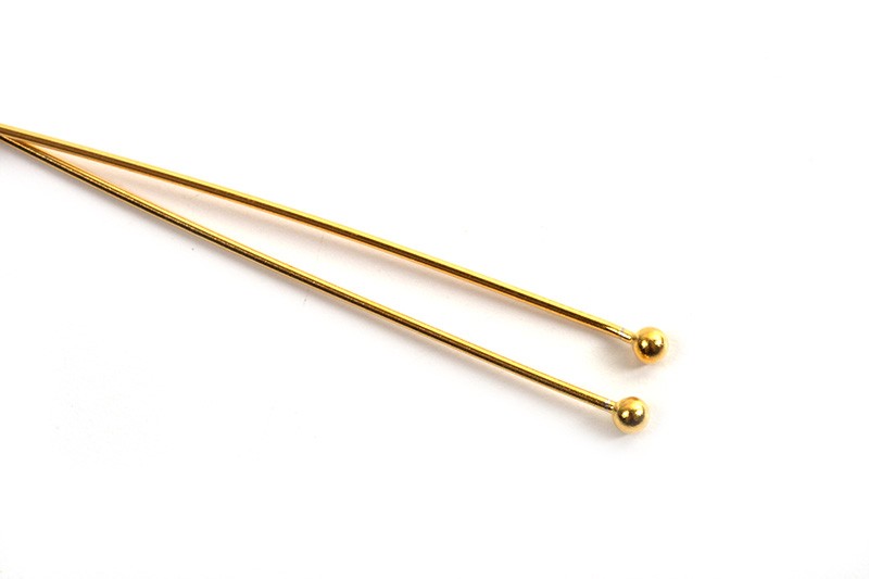 Perlestave m/1 perle, 50x0,5 mm, hoved 1,5 mm, FG 925s, 2 stk.
