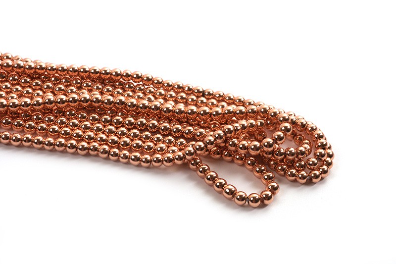 Hæmatit, rund, rosa, 2 mm, 1 streng