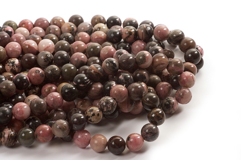 Rhodonite, 10 mm, 1 streng