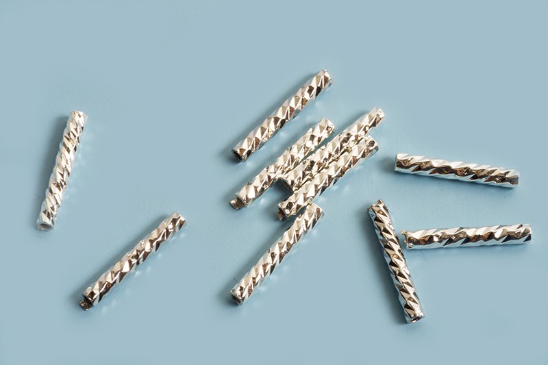 Rør, facetteret, ca. 10x1,5 mm, FS, 10 stk.