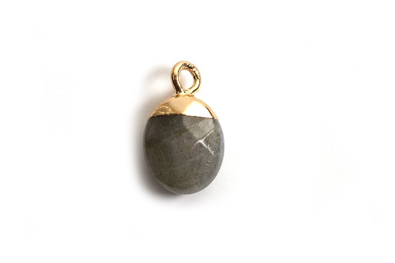 Vedhæng, ca. 14x8x5 mm, labradorite/forgyldt, 1 stk.