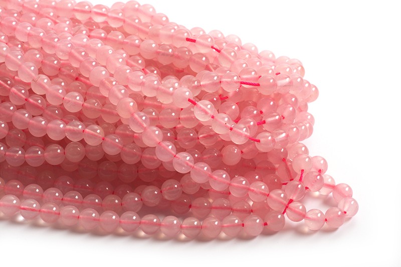 Rose Quartz, rund, 6 mm, 1 streng