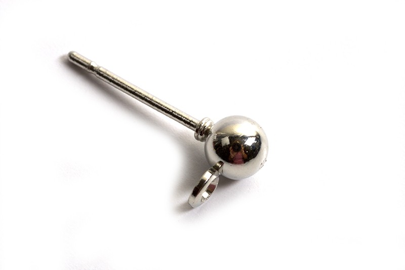 Ørestikker m/perle og øsken, 6,5x4 mm, platiniumfarvet, 10 par.
