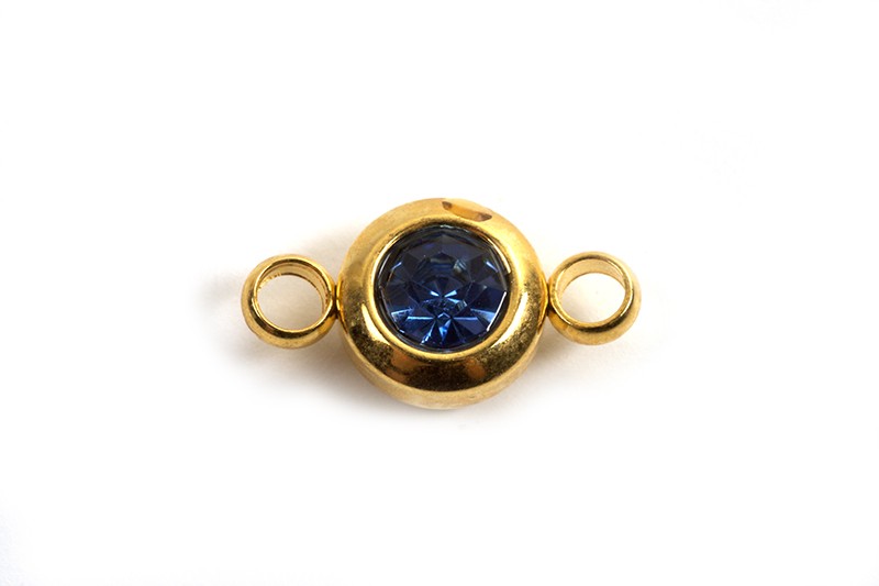 Vedhæng m/2 øjne, link, 12x6.5x4 mm, FG rustfrit stål, blå, 2 stk.