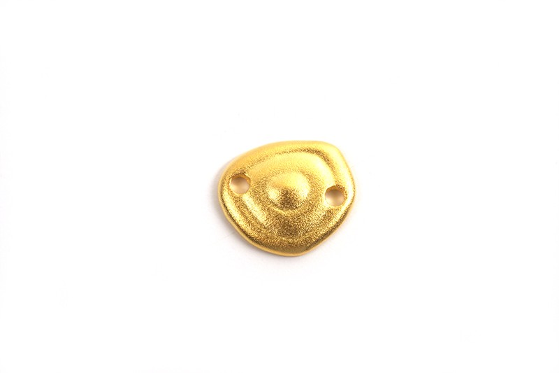 Mønt m/mønster og 2 huller, link, 8,5x9,5 mm, FG 925s, 1 stk.
