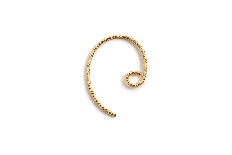 Ørekrog m/mønster, ca. 19x14 mm, forgyldt med 18K guld, 1 par