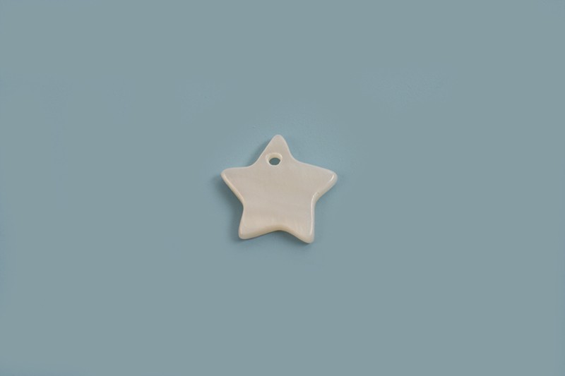 Shell pearls, stjerne, ca.10x2 mm, hvid, 6 stk.