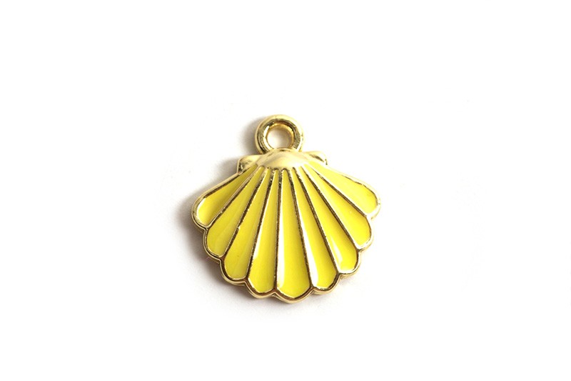 Muslingeskal m/emalje, ca. 13x2 mm, FG, gul, 2 stk.