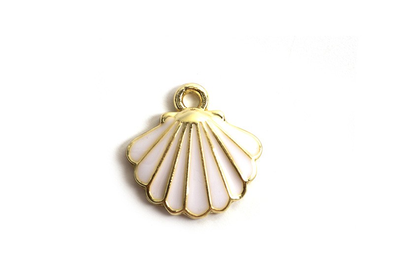 Muslingeskal m/emalje, ca. 13x2 mm, FG, hvid, 2 stk.