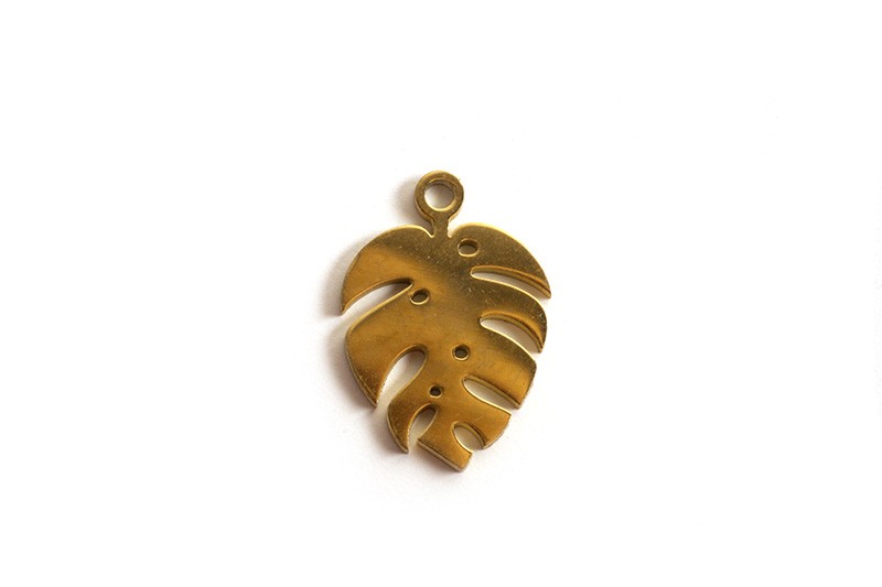Blad, 13x9x1 mm, forgyldt med 18K guld, 2 stk.