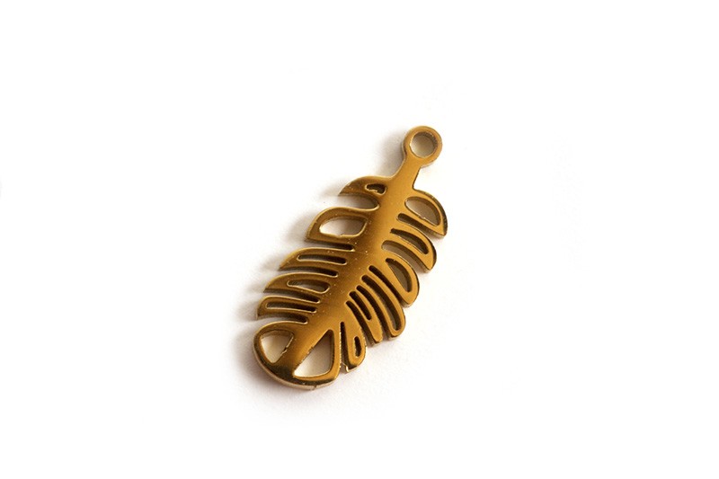 Blad, 11x5x0,8 mm, forgyldt med 18K guld, 2 stk.