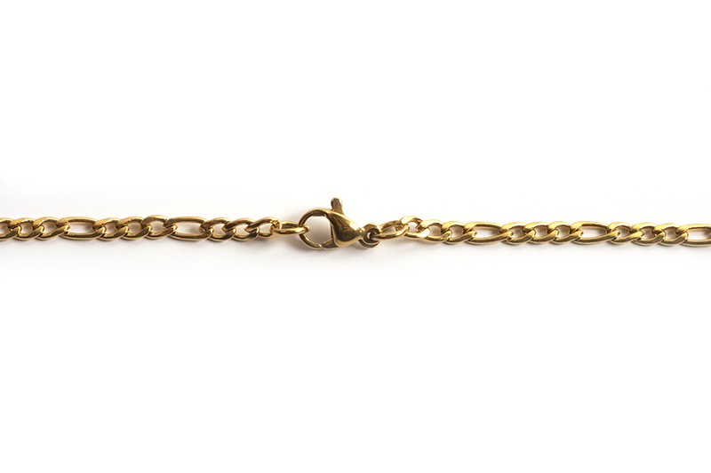Figarokæde m/lås, 45 cm, FG rustfrit stål, 1 stk.