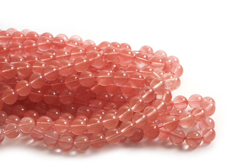 Cherry Quartz,  ca. 10 mm, 1 streng