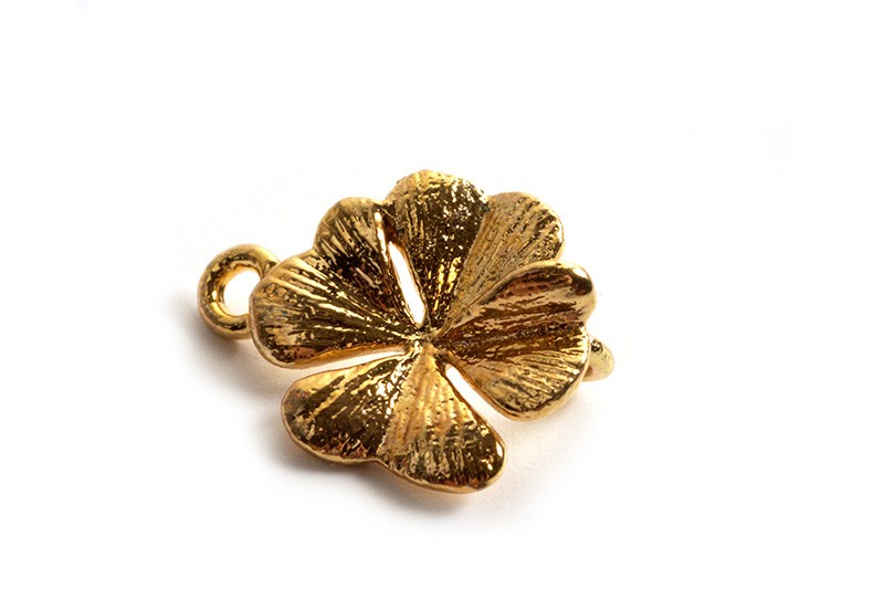 Blomst, link, ca. 10x8 mm, forgyldt med 18K guld, 2 stk.