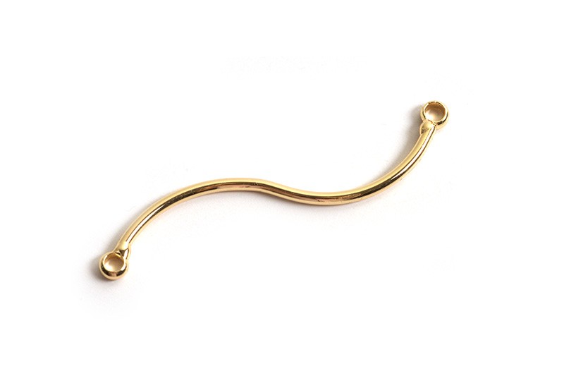 Link, bølge, ca. 50x5x1 mm, forgyldt med 18K guld, 2 stk.