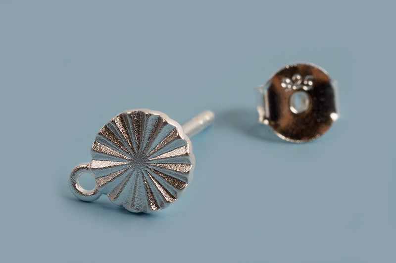 Ørestikker m/mønster og øje, 6 mm, mat, 925s, 1 par