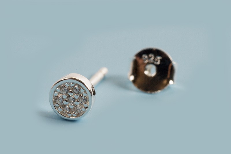 Ørestikker m/zirkonia, 4 mm, 925s, 1 par