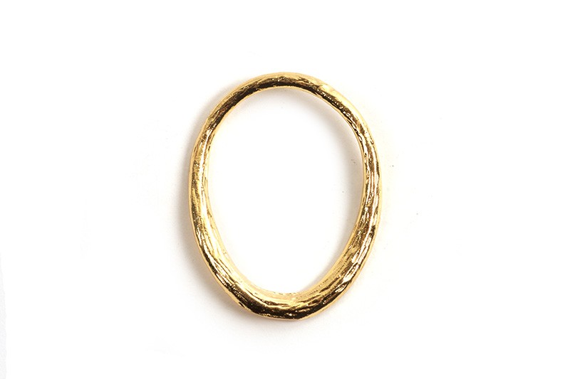 Oval ring, 21x16x1,5 mm, forgyldt med 18K guld, 1 stk.