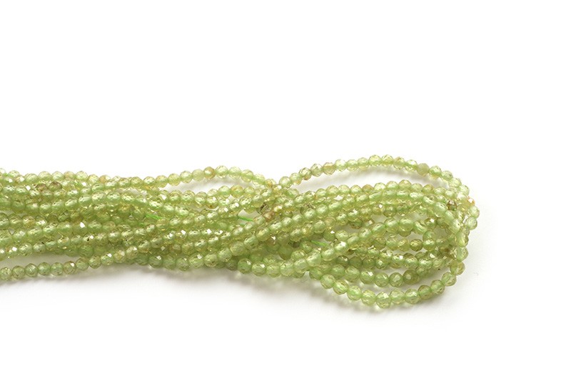 Peridot, facet, ca. 2 mm, 1 streng