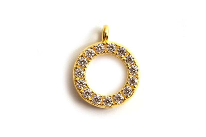 Vedhæng, ring m/zirkonia og øje, ca. 8x10 mm, FG 925s, 1 stk.