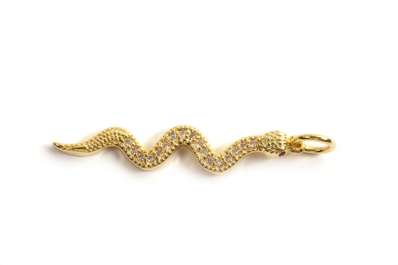 Vedhæng, slange m/zirkonia, ca. 29x6x2 mm, FG med 18 K guld, 1 stk.