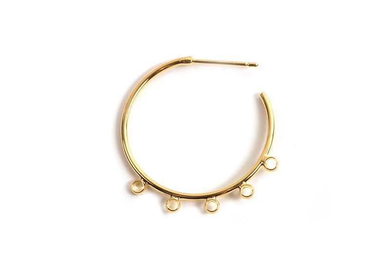 Hoops m/5 øjne, ca. 24 mm, FG med 18 K guld, 1 par