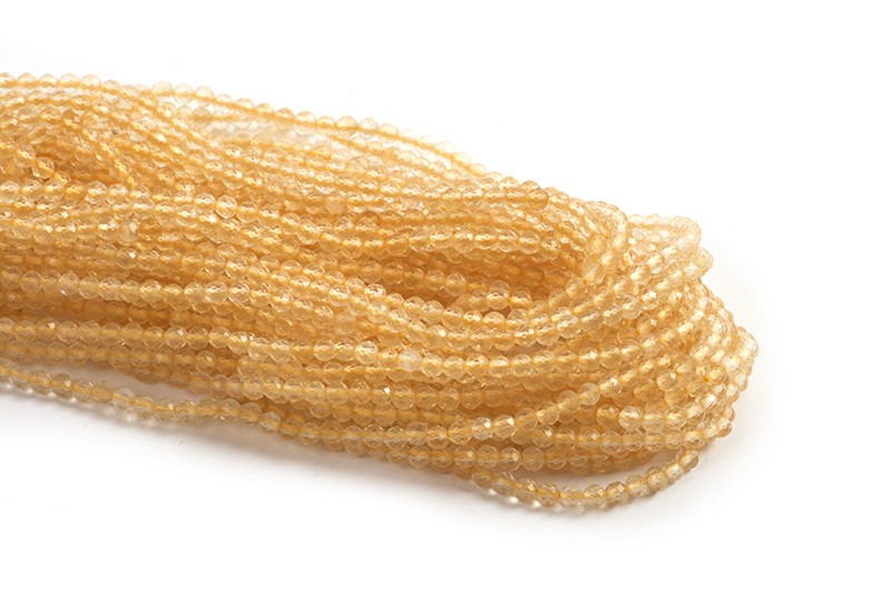 Citrin, facet, ca. 2 mm, 1 streng