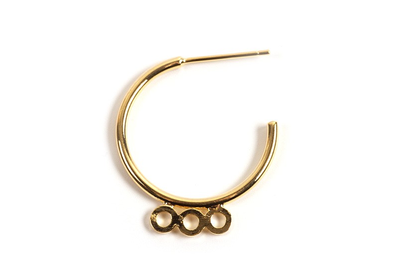 Hoops m/3 øjne, ca. 22 mm, FG med 18 K guld, 1 par