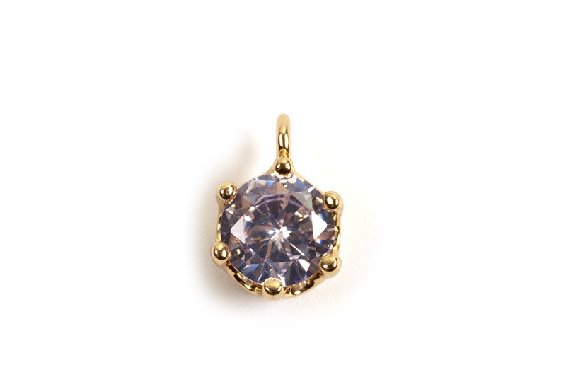 Vedhæng, m/lilla facetteret glas, ca. 8x6x5 mm, FG, 2 stk.