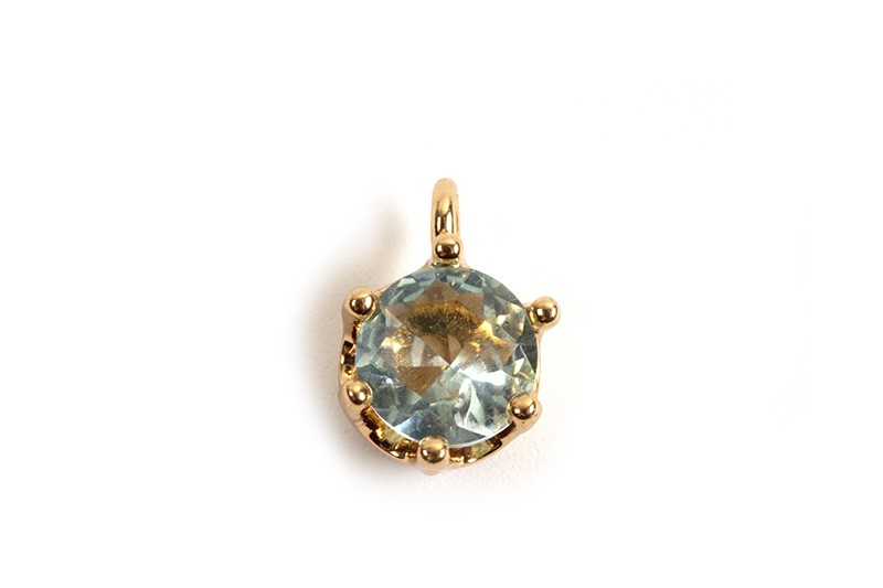 Vedhæng, m/lyseblåt facetteret glas, ca. 8x6x5 mm, FG, 2 stk.