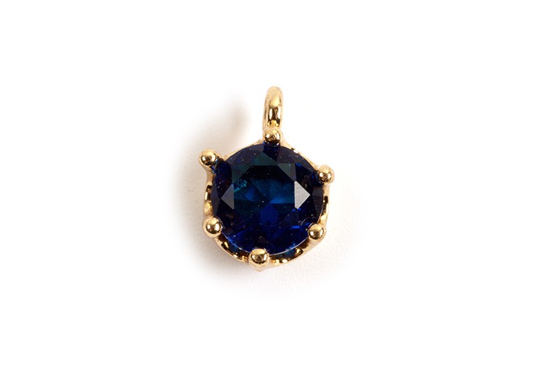 Vedhæng, m/blåt facetteret glas, ca. 8x6x5 mm, FG, 2 stk.