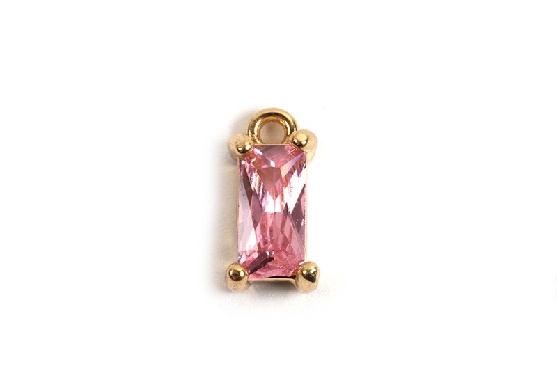 Vedhæng, m/pink facetteret glas, ca. 8x4x5 mm, FG, 2 stk.