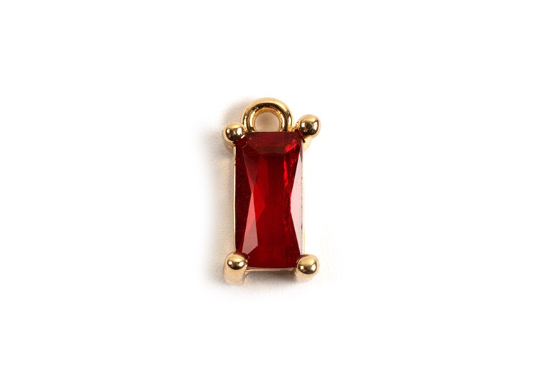 Vedhæng, m/rødt facetteret glas, ca. 8x4x5 mm, FG, 2 stk.
