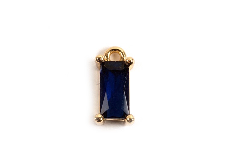 Vedhæng, m/blåt facetteret glas, ca. 8x4x5 mm, FG, 2 stk.