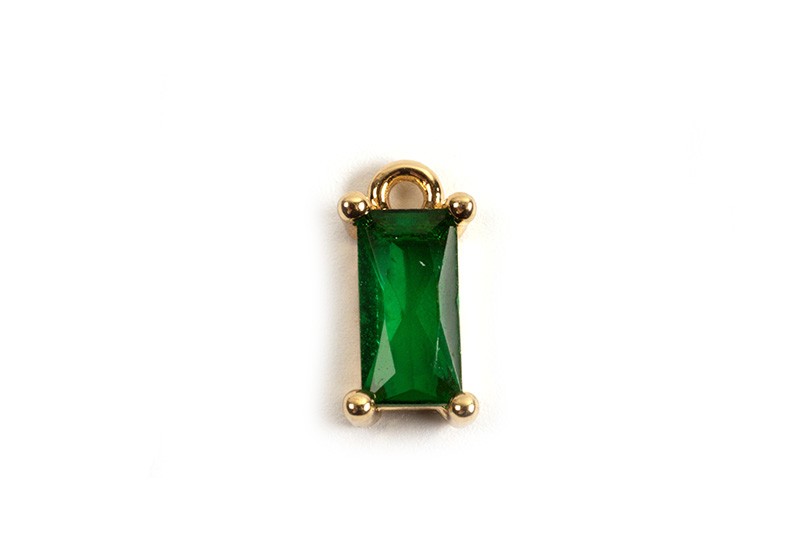 Vedhæng, m/grønt facetteret glas, ca. 8x4x5 mm, FG, 2 stk.