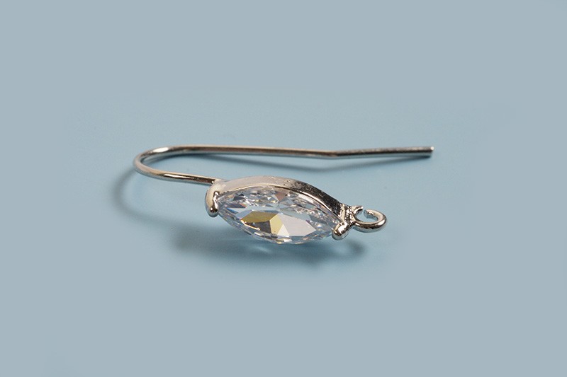 Ørekrog m/zirkonia, ca. 24x15 mm, platiniumfarvet, 1 par