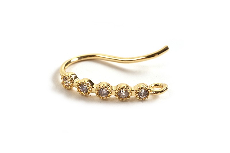 Ørekrog m/zirkonia, ca. 15x10 mm, forgyldt med 18K guld, 1 par