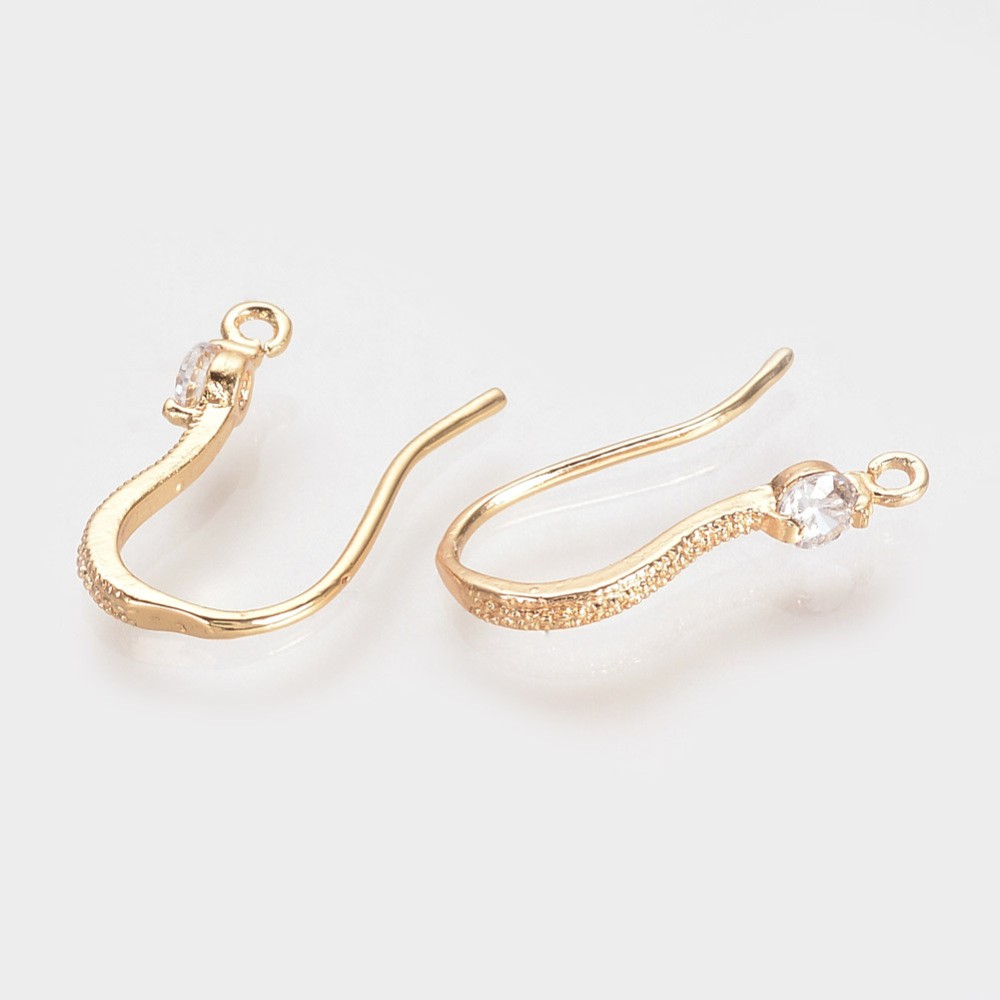 Ørestikker, krog m. zirkoniasten, 18K FG, 16x11x1.5 mm, 1 par.