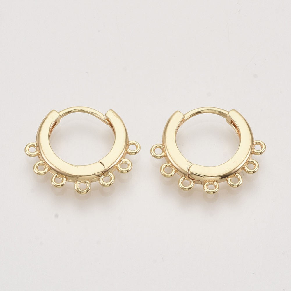 Ørestikker m. 7 øjer, 18K FG, 18.5x16x2.5 mm, 1 par.