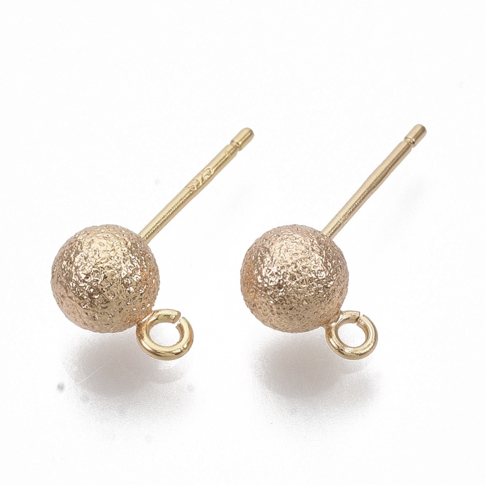 Ørestikker m. banket kugle og øje, 18K FG, 14.5-16.5x5-5.5 mm, 1 par.