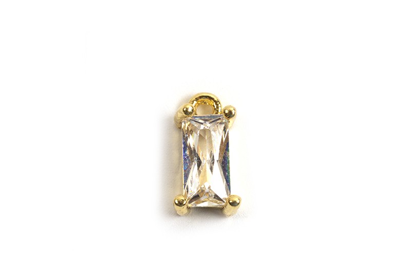 Vedhæng, m/klart facetteret glas, ca. 8x4x5 mm, FG, 2 stk.