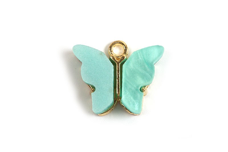 Sommerfugl, emalje, ca. 14x16x3 mm, FG, turkis, 1 stk.