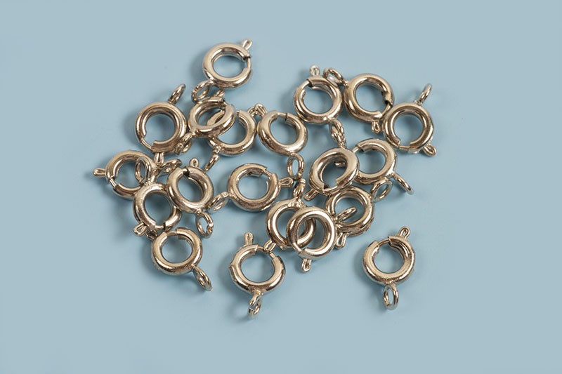 Fjederlås, 6 mm, platiniumfarvet, 20 stk.