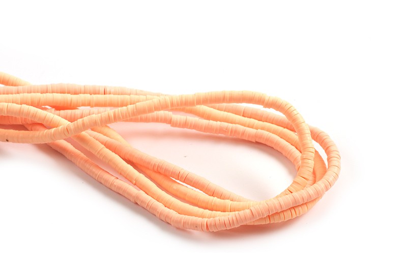 Polymer / fimo perler perler, ca. 3x1 mm, coralfarvet, 1 streng