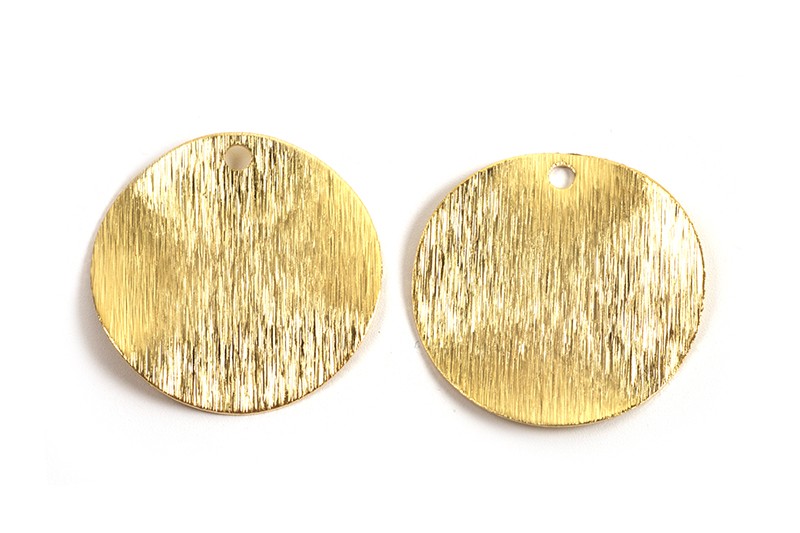 Mønt, børstet, ca. 20 mm, forgyldt med 24K guld, 2 stk.